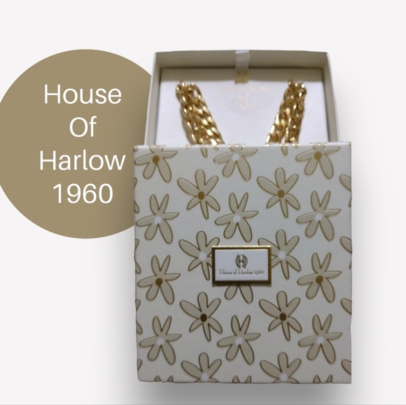 NWT House of Harlow 1960 Gold Tone Chunky Cuban Link Necklace - Picture 2 of 4